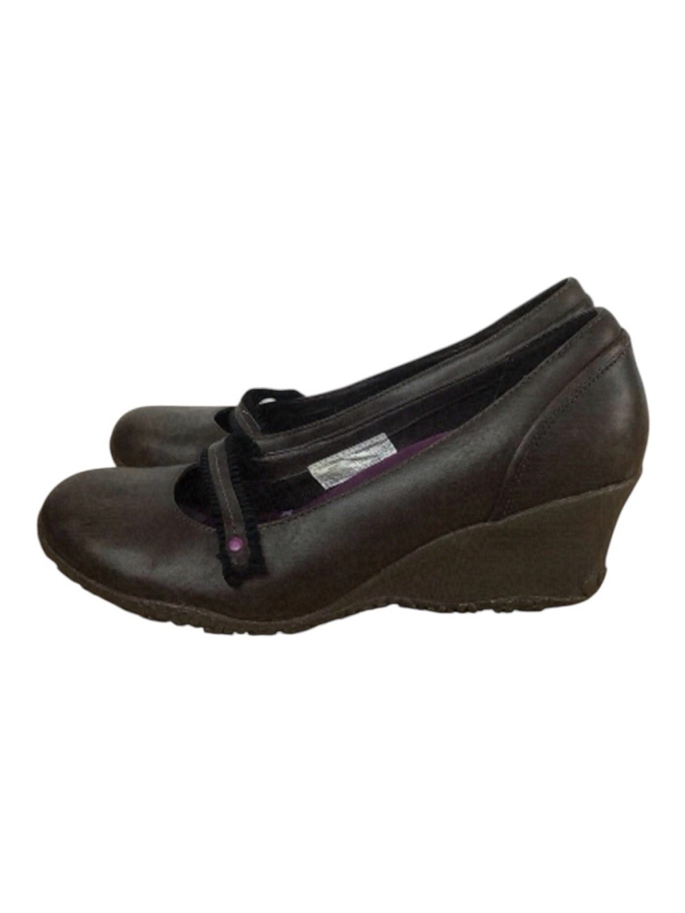 MERRELL brown wedges platform shoes pumps size 8.5 flower’s incrusted details